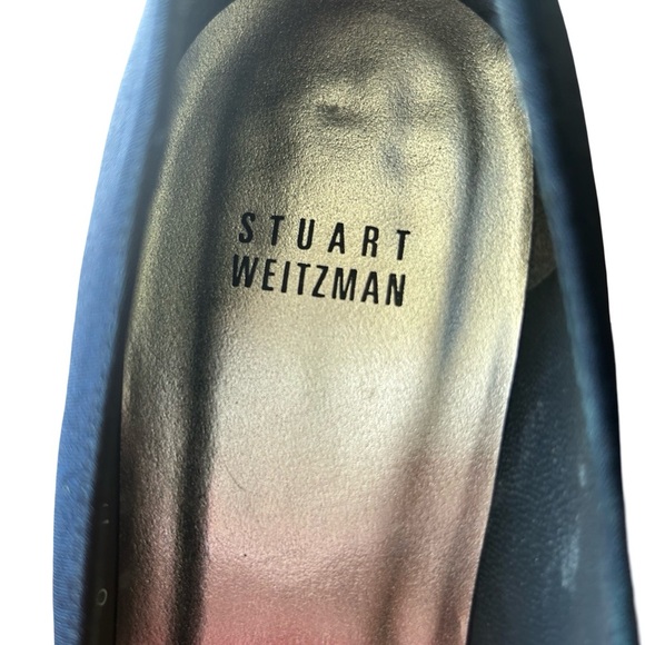 Stuart Weitzman Women’s Size 8 Navy Blue Satin Kitten Heel Shoes - Picture 10 of 12